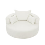 Fauteuil baril accent en chenille, Fauteuil de salon, Fauteuil rond avec base pivotante à 360 degrés et 3 coussins amovibles