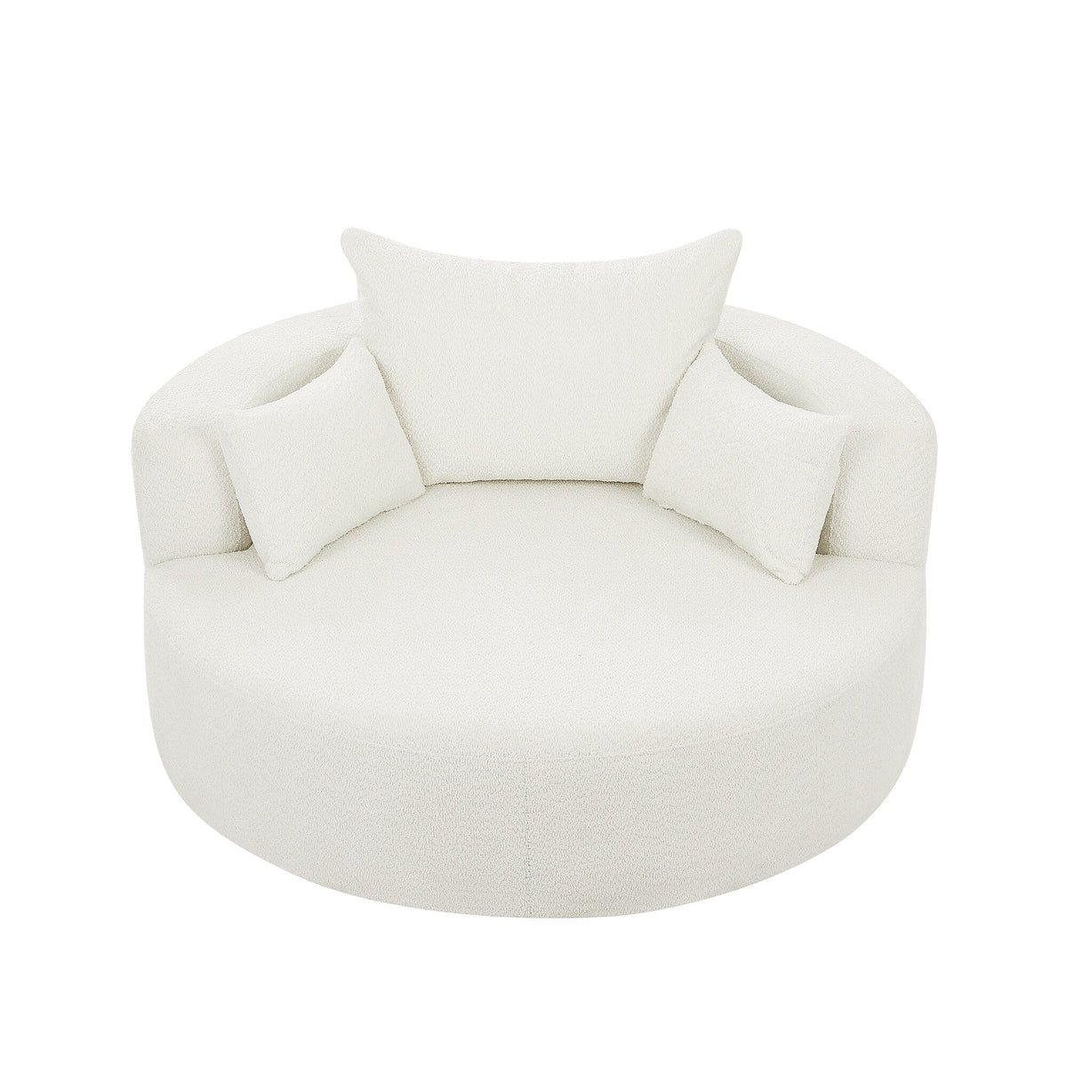 Fauteuil baril accent en chenille, Fauteuil de salon, Fauteuil rond avec base pivotante à 360 degrés et 3 coussins amovibles