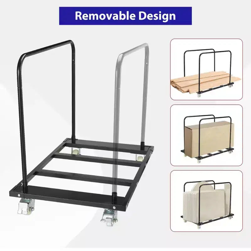 Chariot de transport pour table pliante, chariot de panneaux de cloison sèche robuste de 45,28 x 29,14 pouces, capacité de 1500 livres