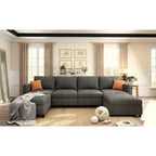 Canapé d'angle modulable 4 places en U gris 123 avec poufs de rangement