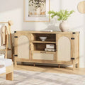 Meuble buffet en rotin de 47,2'' avec rangement, buffet de cuisine/bar à café avec portes et tiroir, buffet de style bohème/ferme