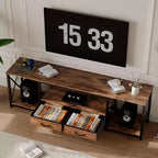 Meuble TV avec tiroirs en tissu et prises de courant, meuble TV avec étagères ouvertes pour téléviseurs de 75/70/65 pouces, convient pour le salon et la chambre à coucher