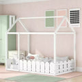 Lit cabane en bois avec barrière de sécurité pour enfants et adolescents, blanc