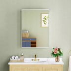 Armoire à pharmacie Elise avec miroir, armoire de salle de bain à montage en surface ou encastré, étagères réglables en verre trempé, réversible