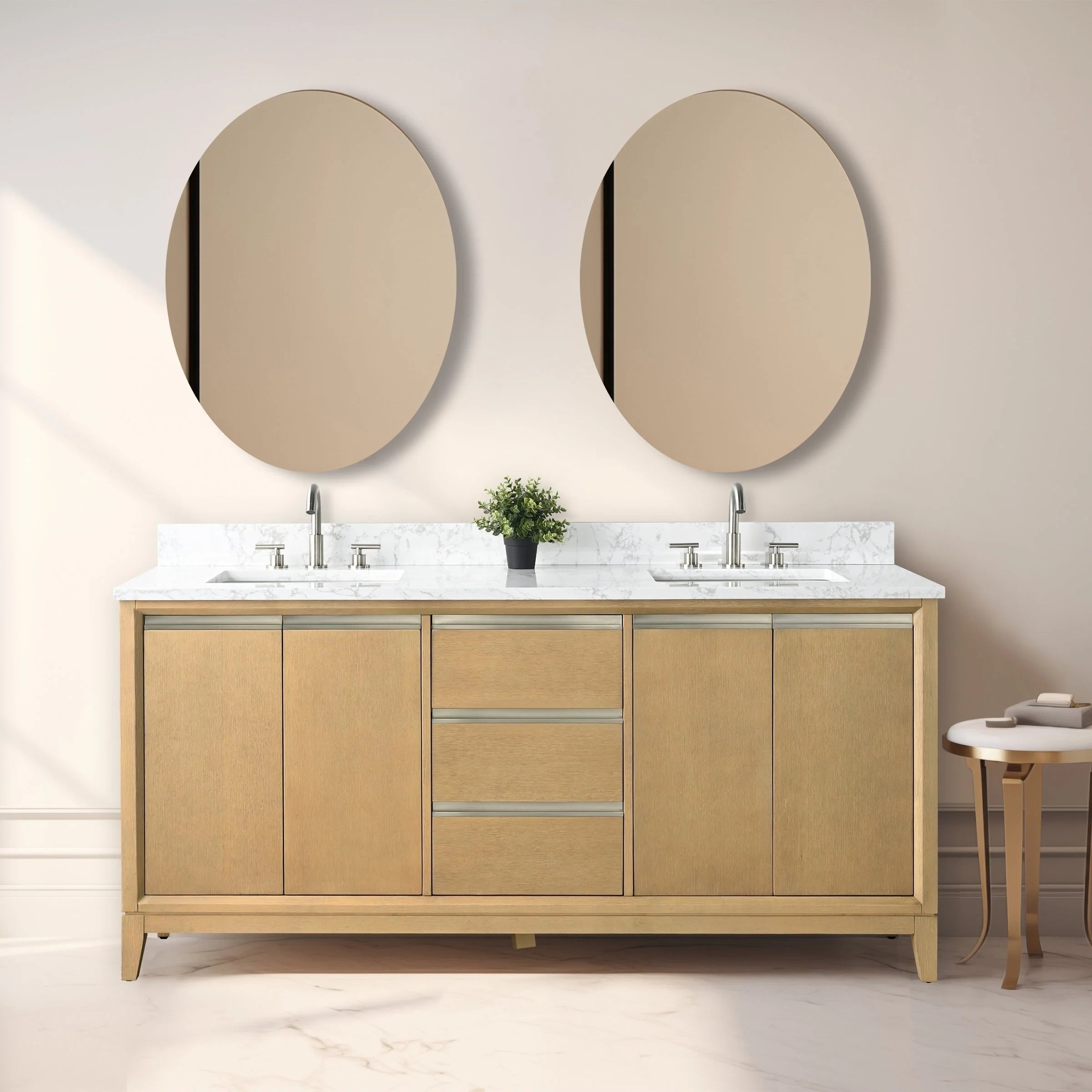 Meuble-lavabo Vanity Art avec évier en céramique et dessus en marbre reconstitué