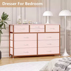 Commode à 10 tiroirs pour chambre, commode avec bacs en tissu, meuble TV pour téléviseurs jusqu'à 5 pouces, organisateur de rangement