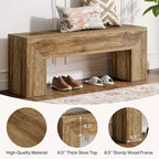 Banc d'entrée en bois Lantine47'', banc d'entrée de style ferme avec rangement pour salon, chambre à coucher, couloir, assemblage facile, brun chêne