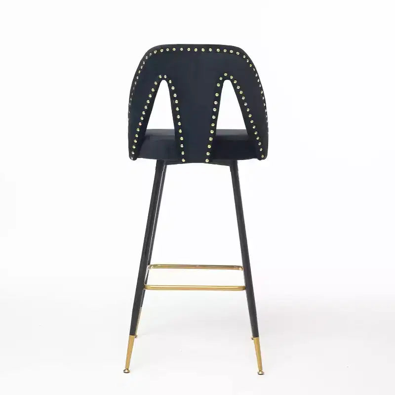 Tabourets de bar en velours avec dossier et repose-pieds, chaises d'îlot de cuisine modernes rembourrées, tabourets de comptoir à coussin large pour bar café, lot de 2