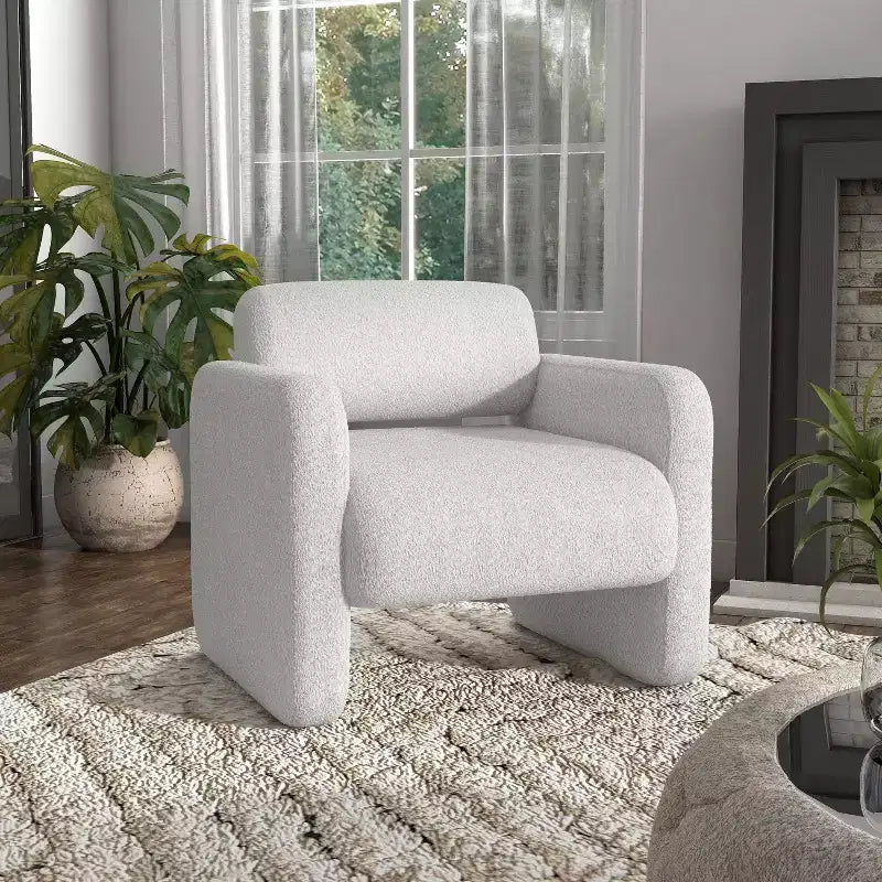 HOMES: Inside + Out Fauteuil d'appoint moderne Sanddrift en bouclette