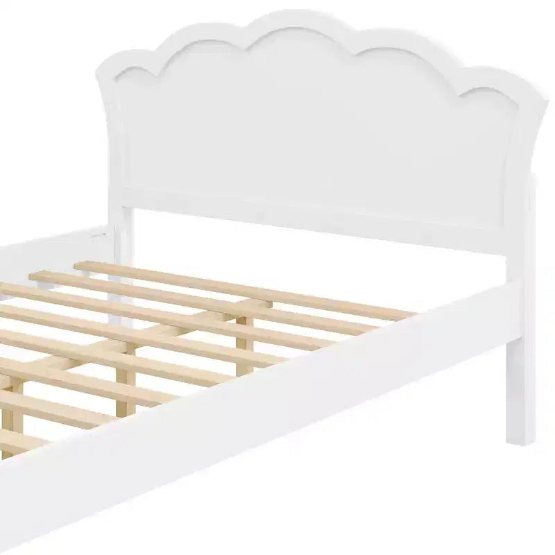 Lit plateforme moderne Luxystar en bois avec tête de lit pour chambre à coucher, blanc
