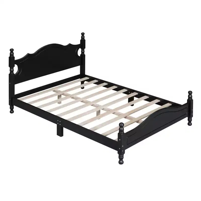 Cadre de lit plateforme en bois Queen Size Whisen, lit plateforme avec support à lattes en bois