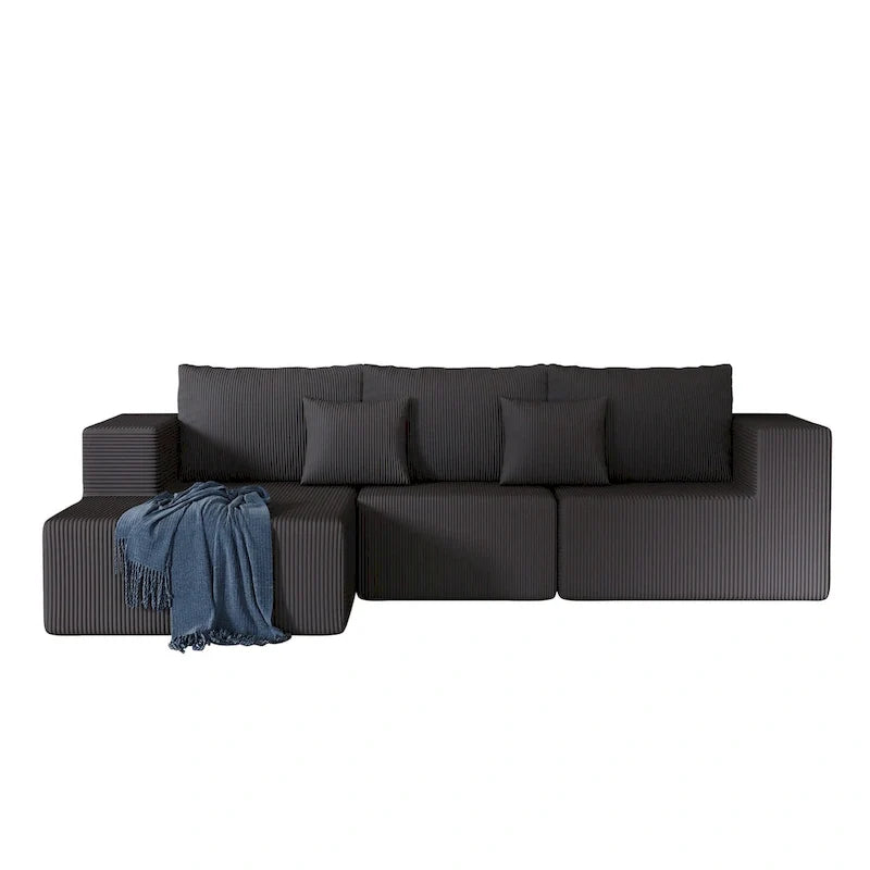 Canapé modulaire d'angle en velours côtelé 108.3 avec méridienne