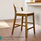 Ensemble de 2 tabourets de bar hauteur comptoir en bois et tissu d'inspiration Mid-Century Modern