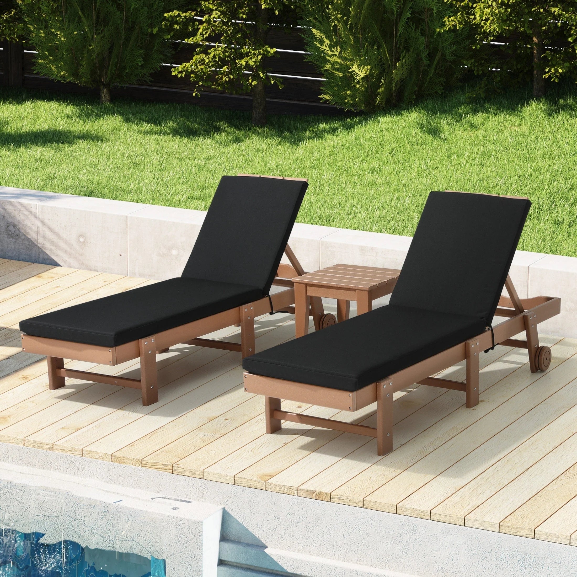 Coussins de chaise longue de patio d'extérieur tout temps Polytrends Fading Free - (Lot de 2)