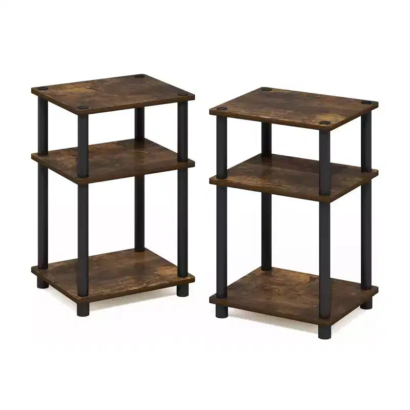 HOMLUX Lot de 2 tables d'appoint à 3 niveaux, table de chevet avec étagère de rangement