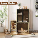 Meuble de litière pour chat GustomWave, armoire double cachée 2 en 1 avec bac à litière fermé et échelle, meuble pour chat en bois
