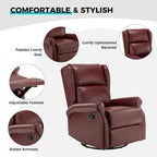 Fauteuil inclinable pivotant en similicuir Baksoho pour chambre de bébé avec base en métal, lot de 2 par HULALA HOME