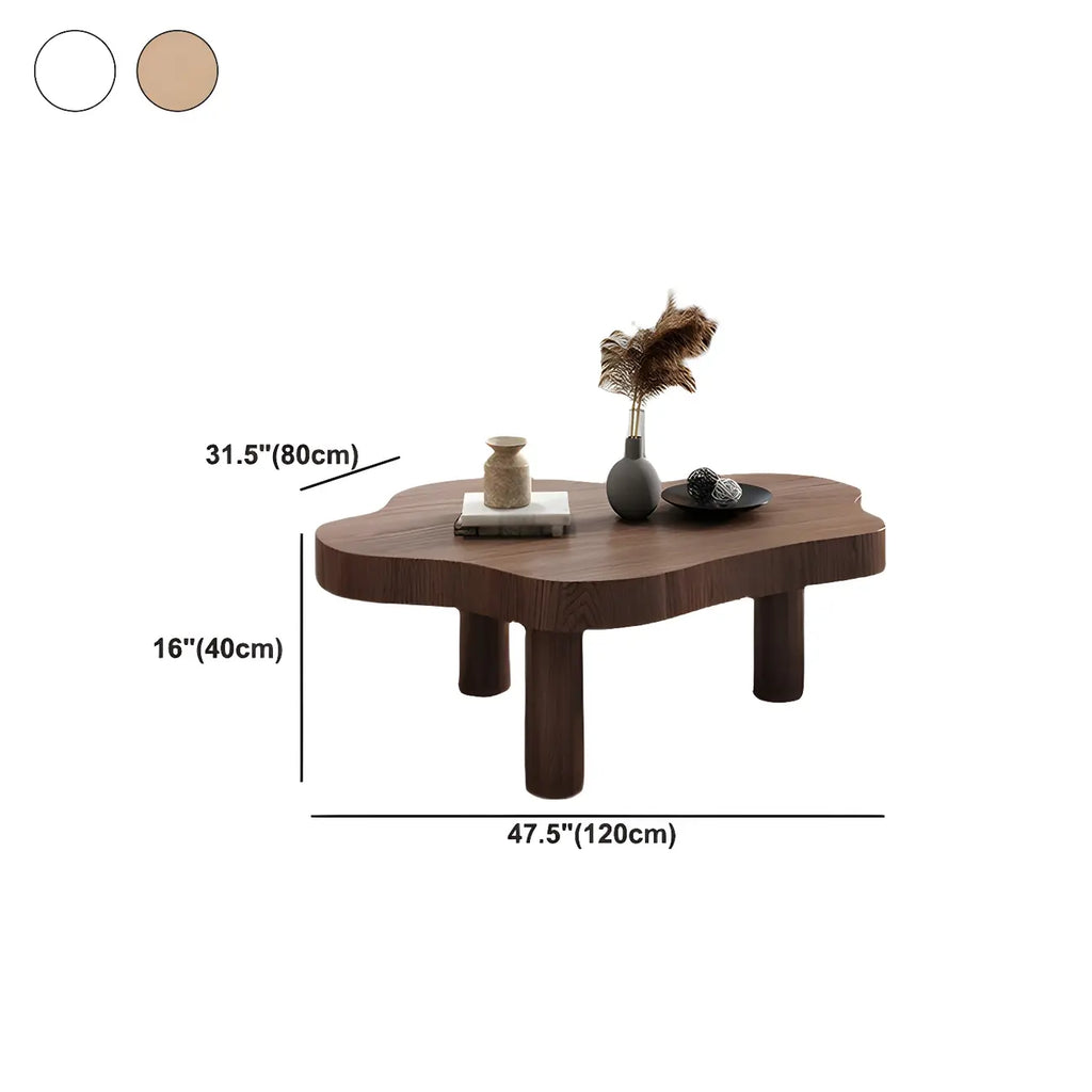 Table basse en pin naturel en forme de nuage à 3 pieds