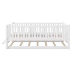 Cadre de lit double avec lit gigogne et garde-corps, lit plateforme bas avec escalier pour garçons et filles