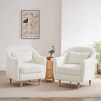 28,34 W Lot de 2 fauteuils d'appoint, fauteuil barillet en velours avec pieds en bois massif