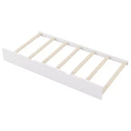 Cadre de lit double avec lit gigogne et garde-corps, lit plateforme bas avec escalier pour garçons et filles