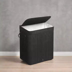 Panier à linge 26,4 gallons, panier à linge en bambou avec couvercle, panier à linge amovible lavable en machine, avec poignées, noir encre