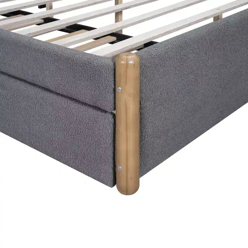 Cadre de lit plateforme rembourré pleine/double avec lit gigogne double – HABITRIO