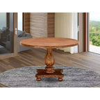 HomeStock Irving Table à manger ronde style campagnard rustique en noyer sablé