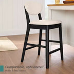 Ensemble de 2 tabourets de bar hauteur comptoir en bois et tissu d'inspiration Mid-Century Modern