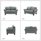 Canapé Angel Transitional en Cuir Véritable avec Dossier Capitonnée par HULALA HOME