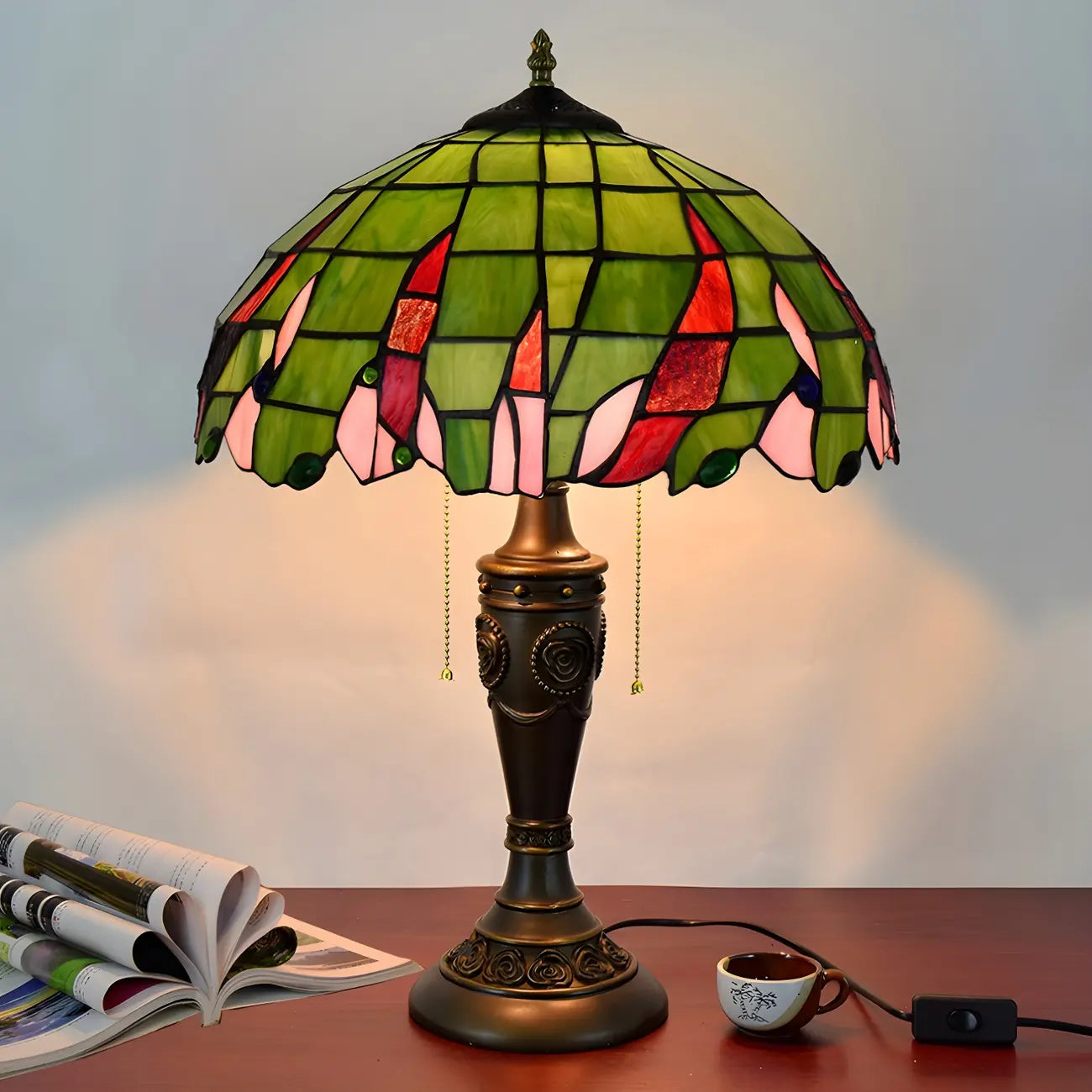 HomeyFad Lampe de table à 2 lumières dôme en verre inoxydable vintage