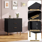 Commode à 3 tiroirs pour chambre à coucher, commode cannelée avec grands tiroirs et pieds dorés robustes, commodes et chiffonniers pour chambre à coucher, salon