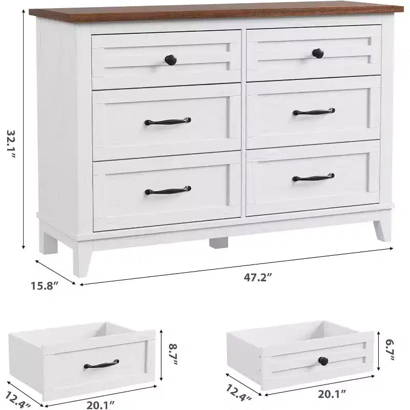 Commode pour Chambre, Commode Moderne en Bois à 6 Tiroirs, Meuble TV, Armoire en Bois, Commodes à 6 Tiroirs pour Chambre Salon