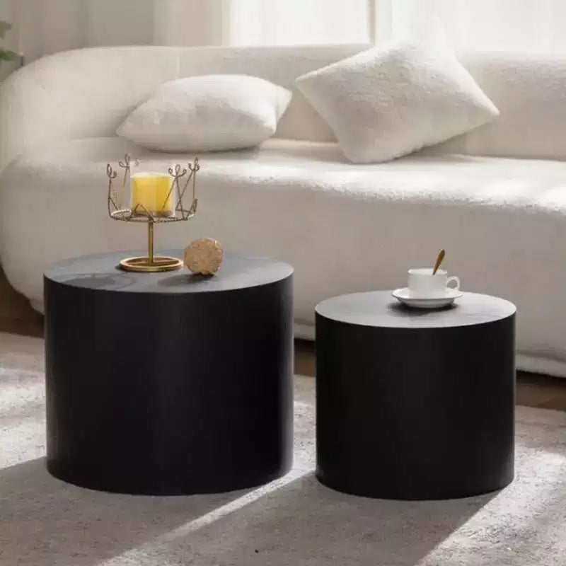 Lot de 2 tables basses gigognes rondes, design compact et gain de place, pour salon ou chambre à coucher