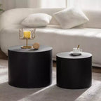 Lot de 2 tables basses gigognes rondes, design compact et gain de place, pour salon ou chambre à coucher
