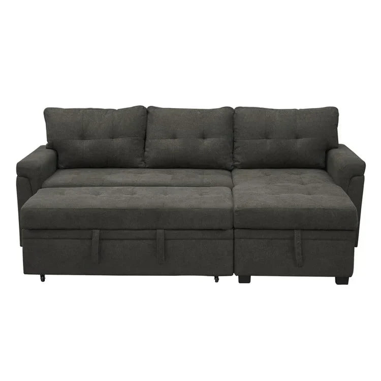 Canapé d'angle réversible convertible avec lit gigogne, méridienne de rangement et pieds durables