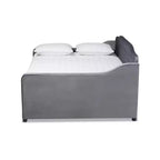 Lit de repos en tissu velours avec capitonnage à boutons