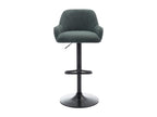 Set of 2 corduroy and black metal bar stools - Adjustable height - Green - Doucezen