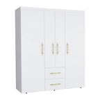19.8 Armoire quatre portes moderne avec options de rangement multiples et accents métalliques