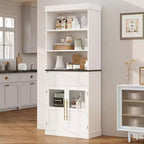 Élément haut de cuisine de 178 cm avec portes vitrées et tiroir - Rangement polyvalent pour le salon, le bureau, la salle à manger et l'entrée