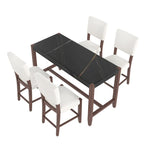 Ensemble de salle à manger 5 pièces à hauteur de comptoir, table de bar en faux marbre et 4 chaises rembourrées