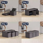 Banc de rangement pliant Ornavo Home de 101,6 cm avec tiroirs, parfait pour le salon, la chambre et l'entrée