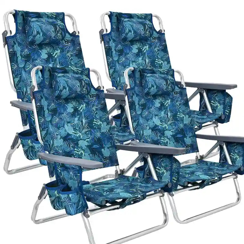 Lot de 4 chaises de plage pliantes de randonnée Costway, 5 positions d'extérieur - Voir détails