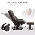 Fauteuil inclinable avec repose-pieds ottoman, fauteuil inclinable de massage vibrant avec revêtement en similicuir et base pivotante en bois pour salon et chambre à coucher