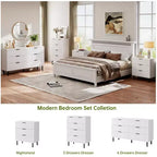 Commode, Meuble à tiroirs – 29,9 po 3 tiroirs cannelés avec pieds en métal et dispositif anti-basculement, rangement blanc pour chambre à coucher, entrée