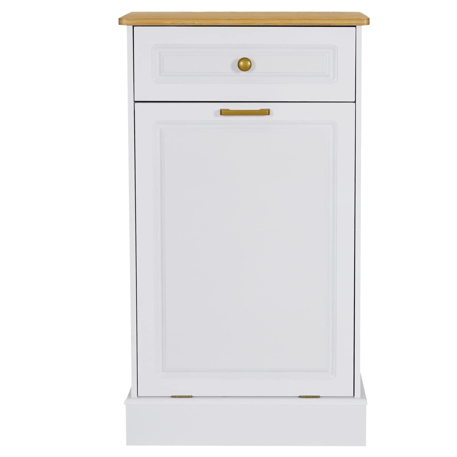 Meuble de Rangement en Bois pour Poubelle de Cuisine avec Dessus de Comptoir et Tiroir