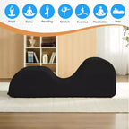 Mjkone Chaise Longue de Yoga en Velours Côtelé, Canapé de Yoga Incurvé avec Appui-Tête/Coussin Lombaire/Repose-Pieds Amovibles, Base Antidérapante