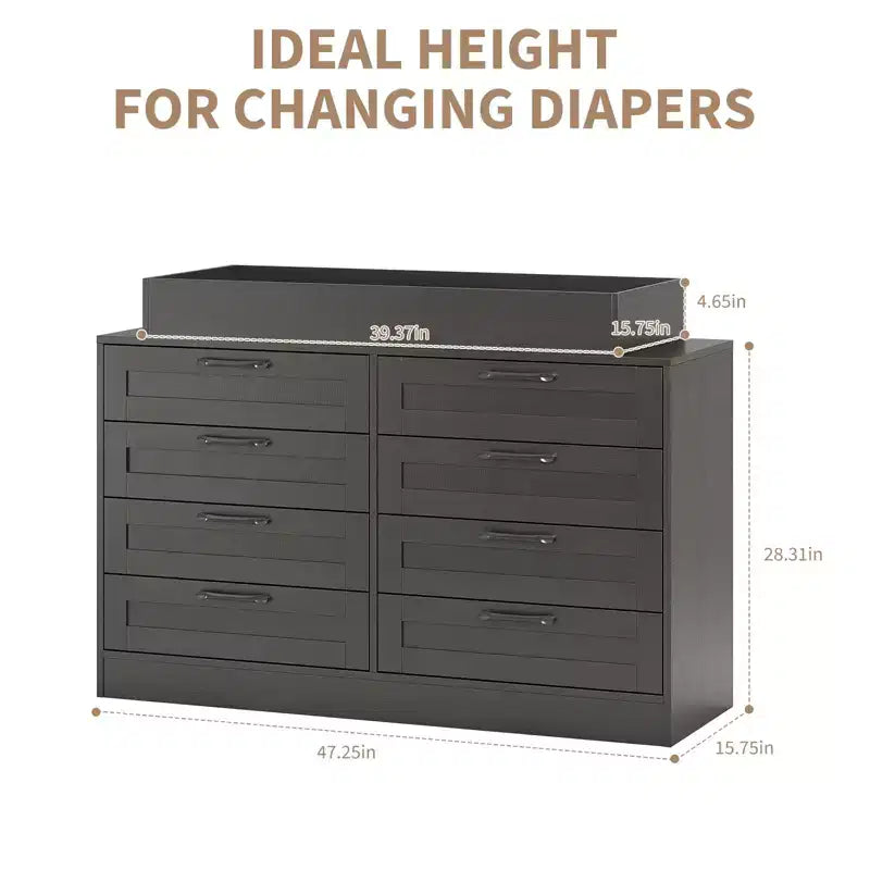 Commode Zstar 5 tiroirs pour Chambre, Commode verticale de 105 cm de haut avec Rangement Autonome, Coffre de Rangement en Bois pour Salon, Blanc