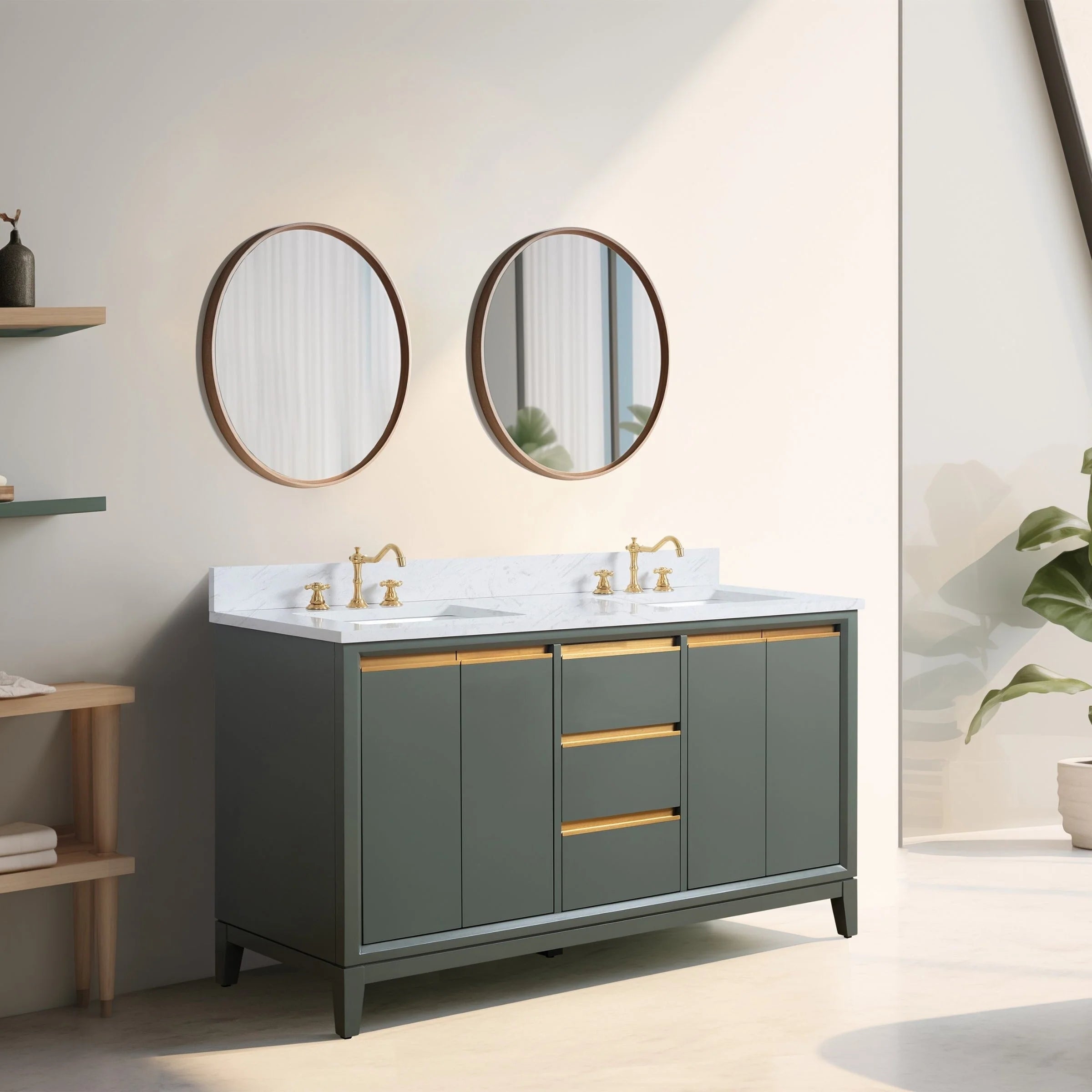 Meuble-lavabo Vanity Art avec évier en céramique et dessus en marbre reconstitué