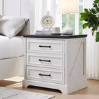 BALHAM TRADE-Tables de chevet lot de 2 avec station de recharge, 3 grands tiroirs, pour chambre à coucher ou salon
